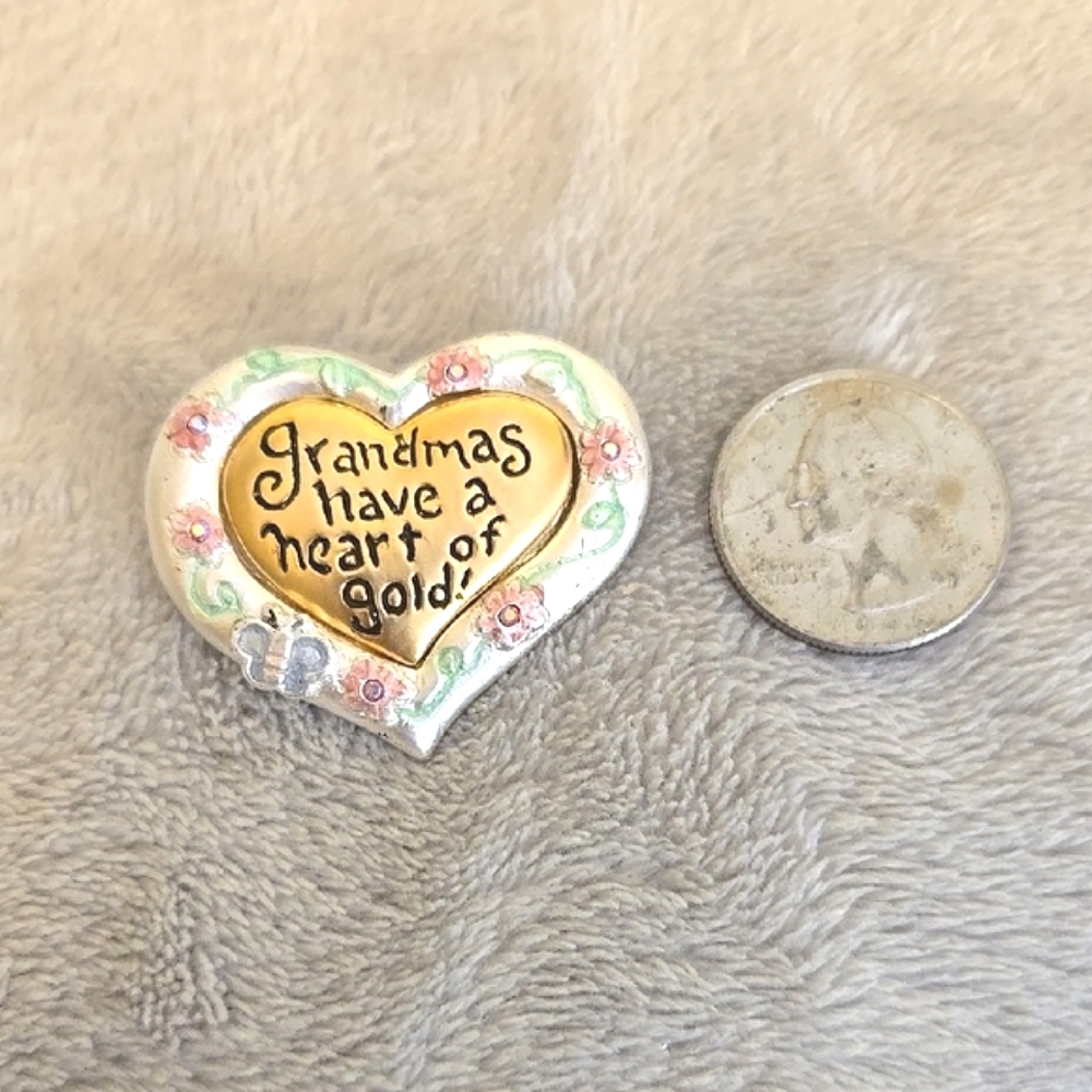 #130 Heart-Shaped Plaque with Gold Accent Brooch - Picture 2 of 4